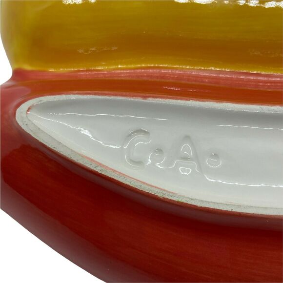 Chili Peppers Chip & Dip Divided Condiment Tray Clay Art Red Yellow Double - Picture 5 of 7